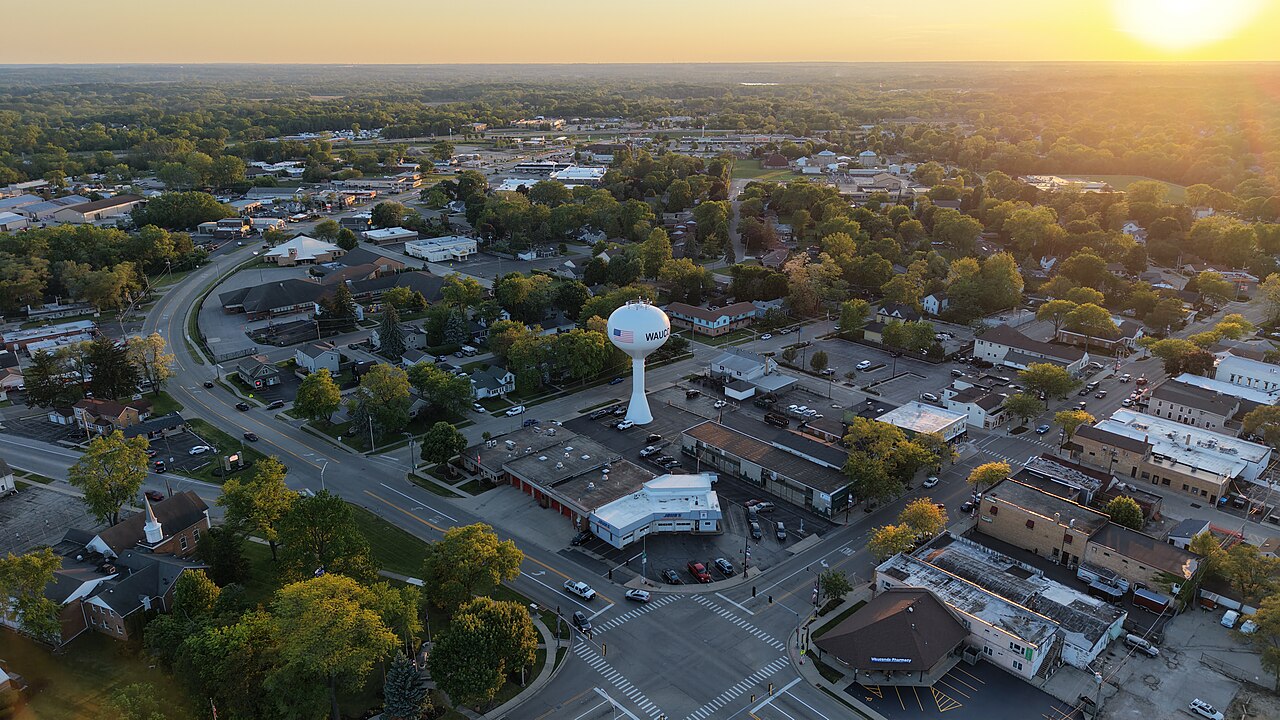 Wauconda, Illinois — Wauconda Illinois downtown aerial view